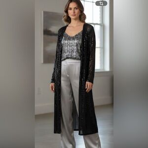 Anne Klein Black Sequin Duster/Topper